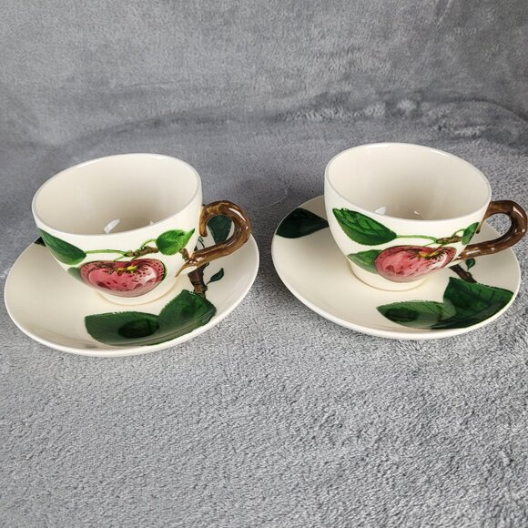 Metlox Poppytrail California Apple 2 Cup & Saucers & Sugar Bowl 1949 VTG MCM - Picture 2 of 16
